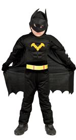 Vestito Eroe Nero Batman 5-6 Anni