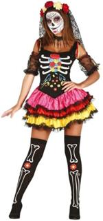 Costume scheletro messicano donna calaca catrina. Taglia S