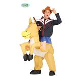 Costume cowboy con cavallo gonfiabile. Taglia L 52-54