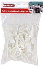 Molletta per Mantenere la Tovaglia Privilege 14 pcs Plastica Bianco (4,5 cm)