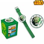 Orologio da Polso Analogico Star Wars Yoda 4In1 Salvadanaio Portafoto Kids Euro