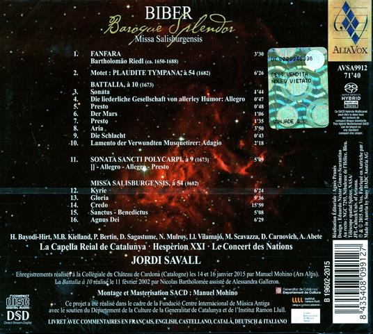 Baroque Splendor. Missa Salisburgensis - SuperAudio CD ibrido di Heinrich Ignaz Franz Von Biber,Jordi Savall,Le Concert des Nations,Hespèrion XXI,Capella Reial de Catalunya - 2