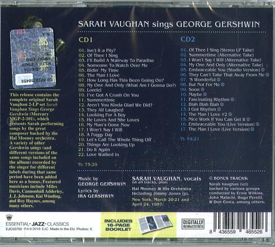 Sings George Gershwin ( + Bonus Tracks) - CD Audio di Sarah Vaughan - 2