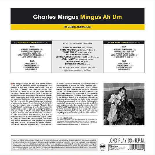 Mingus Ah Hum (Gatefold) - Vinile LP di Charles Mingus - 2