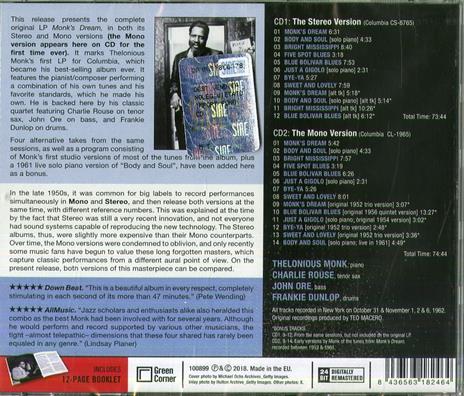 Monk's Dream. The Mono & Stereo Versions - CD Audio di Thelonious Monk - 2