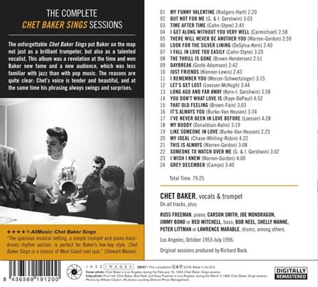 The Complete Chet Baker Sings Sessions (Digipack) - CD Audio di Chet Baker - 2