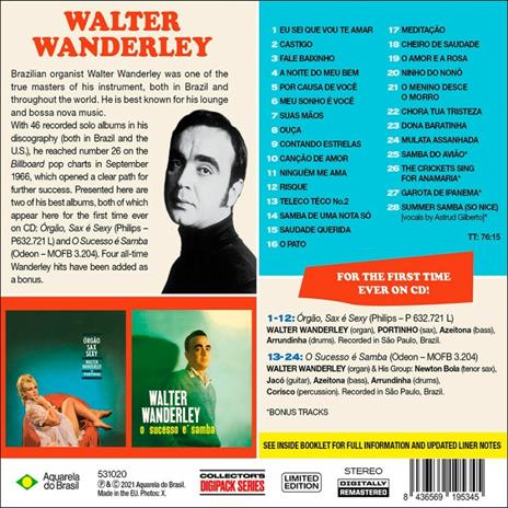 Orgao, Sax é Sexy - O successo é Samba - CD Audio di Walter Wanderley - 2