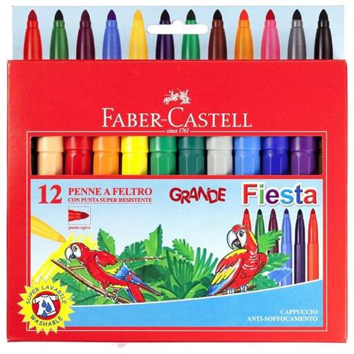 Astuccio in cartone da 12 pennarelli Castello Grande, punta grossa -  Faber-Castell - Cartoleria e scuola