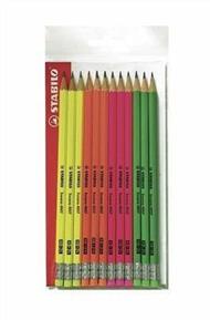 Matita in grafite - STABILO Swano fluo - Pack da 12 - Colori assortiti