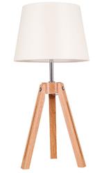 Lampada da Tavolo Tripod, Legno, Metallo, Tessuto, Rovere, Beige, EPIKASA