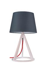 Lampada da Tavolo Konan, Legno, Metallo, Tessuto, Rovere Sbiancato, Rosso, Antracite, EPIKASA