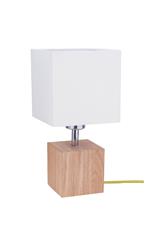 Lampada da Tavolo Trongo, Legno, Metallo, Tessuto, Rovere, Giallo, Bianco, EPIKASA