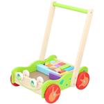 Carrello per Imparare a Camminare per Bambini con Blocchi in Legno Colorato