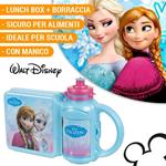 Portavivande Porta Pranzo Cibo 150GR Disney Frozen + Borraccia 400ML Elsa Anna