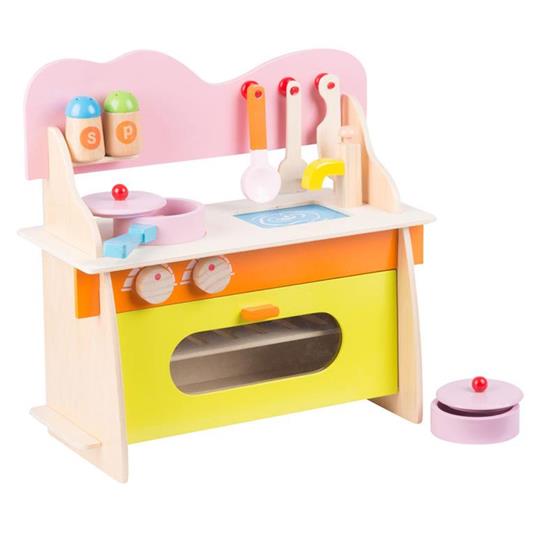 Cucina per Bambine Bimbe 10 Pezzi Gioco Giocattolo in Legno Kitchen Multicolore