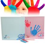 Set 5 Pezzi Crea Stampa Su Quadro Impronta Mano Bambini Con Colori e Pennello