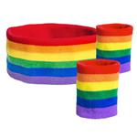 Boland: Set 3 Sweatbands Rainbow. Set Fasce Arcobaleno Contiene 1 Fascia Testa E 2 Polsini