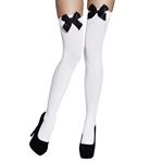 Stockings White/Black Bow