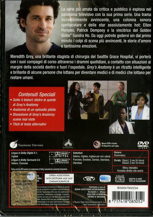 Grey's Anatomy. Stagione 1 (Serie TV ita) (2 DVD) - DVD - Film di Peter  Horton , Tony Goldwyn Drammatico | laFeltrinelli