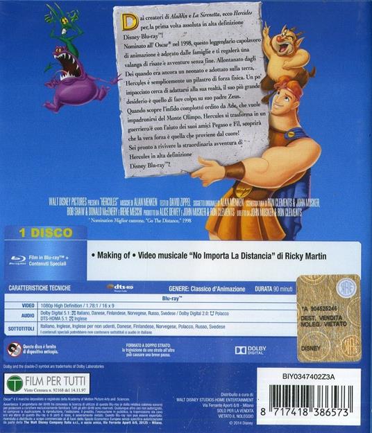 Hercules di John Musker,Ron Clements - Blu-ray - 2