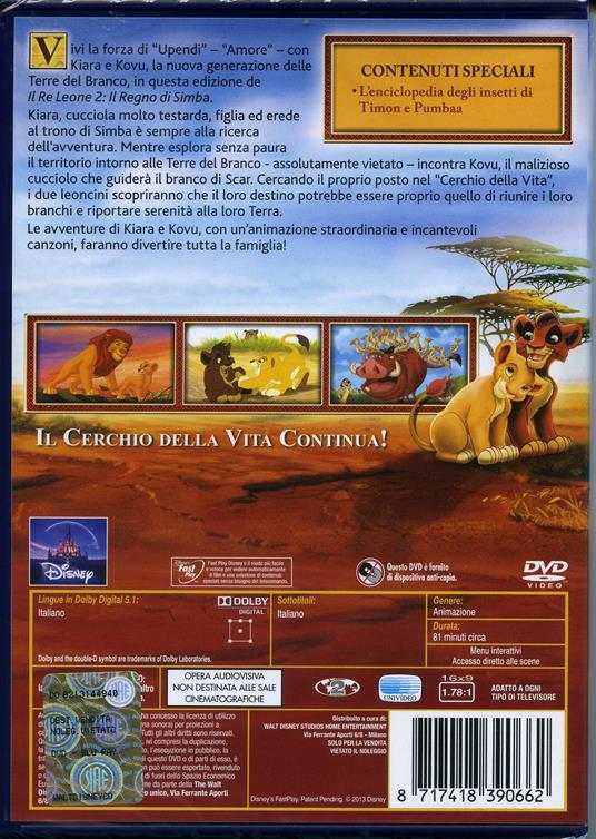 Il Re Leone 2. Il regno di Simba - DVD - Film di Rob LaDuca Animazione |  laFeltrinelli