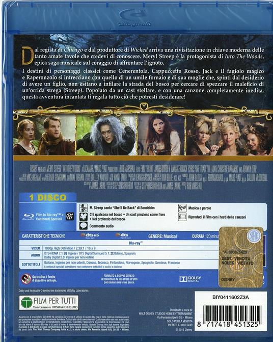 Into the Woods di Rob Marshall - Blu-ray - 2