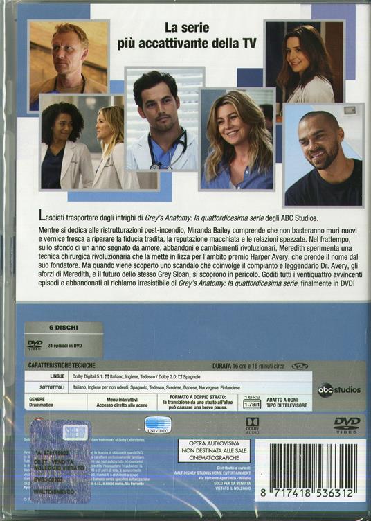 Grey's Anatomy. Stagione 14. Serie TV ita (5 DVD) - DVD - Film di Rob Corn  , Tony Phelan Drammatico | Feltrinelli