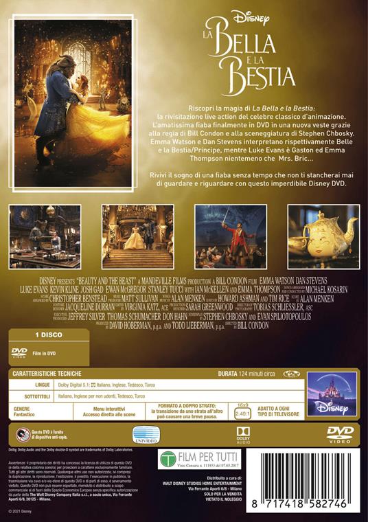 La Bella e la Bestia Live Action. Repack 2021 (DVD) di Bill Condon - DVD - 2