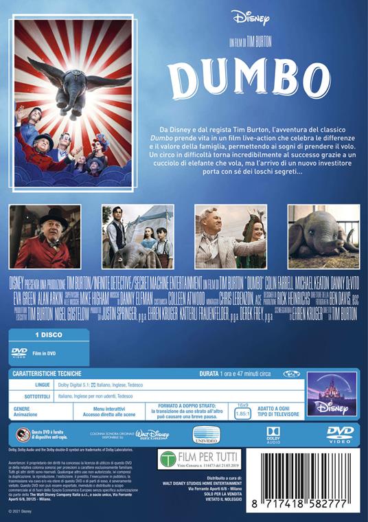Dumbo Live Action. Repack 2021 (DVD) di Tim Burton - DVD - 2