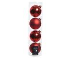 Palline di Natale da Appendere in Vetro 10 cm Rosso Natale. Set di 4