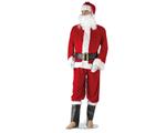 Vestito Babbo Natale Adulto Completo Giacca-Pantaloni-Soprastivali-Barba-Cappello