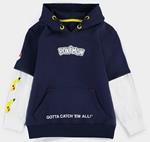 Felpa Con Cappuccio Bambino Tg. 110/116. Pokemon: Core Double Sleeve Blue