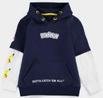 Felpa Con Cappuccio Bambino Tg. 134/140. Pokemon: Core Double Sleeve Blue