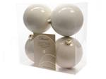 4 Palline Di Natale 10Cm Bianco Lana Opaco/Lucido Addobbi Decoro Albero