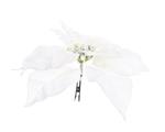 Poinsetta Seta Velluto Bianco Glitt con clip 24