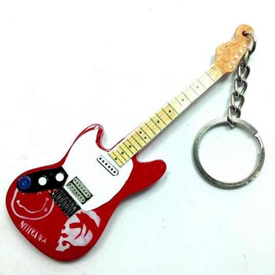 Portachiavi in Legno Forma Chitarra Mod. Exclusive - Nirvana - Kurt Cobain  - Tribute - Music Legends Collection - Idee regalo