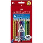 Matite triangolari Faber-Castell Jumbo Eco. Astuccio cartone 12 colori + temperino