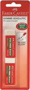 Cartoleria Blister 2 gomme vinile bianca, rettangolari con fascetta, senza PVC Faber-Castell