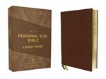 NIV, Personal Size Bible, Large Print, Genuine Leather, Buffalo, Brown, Red Letter, Art Gilded Edges, Comfort Print