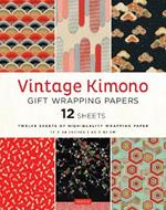 Vintage Kimono Gift Wrapping Papers - 12 sheets: 6 illustrations from 1900's Vintage Japanese Kimono Fabrics- 18 x 24 inch (45 x 61 cm) Wrapping Paper Sheets