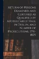 Return of Persons Examined and Certified as Qualified by Apothecaries' Hall in Dublin, and Number of Prosecutions, 1791-1829