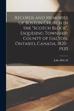 Records and Memories of Boston Church in the 