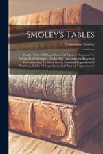 Smoley's Tables: Parallel Tables Of Logarithms And Squares, Diagrams For Solving Right Triangles, Angles And Trigonometric Functions Corresponding To Given Bevels, Common Logarithms Of Numbers, Tables Of Logarithmic And Natural Trigonometric