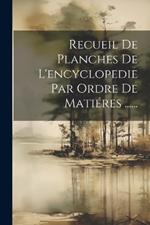 Recueil De Planches De L'encyclopedie Par Ordre De Matiéres ......
