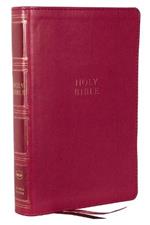 NKJV, Compact Center-Column Reference Bible, Dark Rose Leathersoft, Red Letter, Comfort Print (Thumb Indexed)