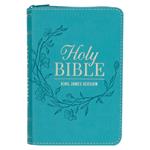 KJV Bible Pocket Faux Leather Teal W/Zipper