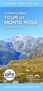 Tour of Monte Rosa Trekking Map: Switzerland & Italy