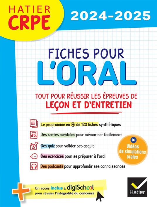 Hatier CRPE - Fiches pour l'épreuve orale de leçon et d'entretien - 2024/2025