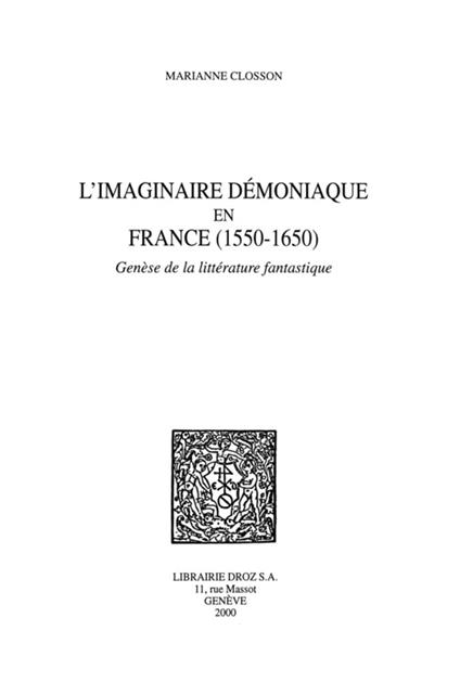 L'Imaginaire démoniaque en France (1550-1650)