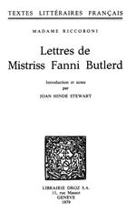 Lettres de Mistriss Fanni Butlerd